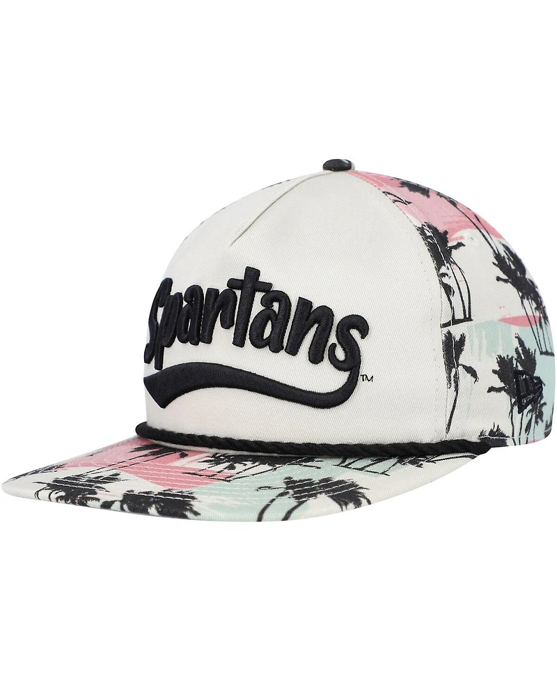 Men's New Era Cream Michigan State Spartans High Tide Golfer Snapback Hat