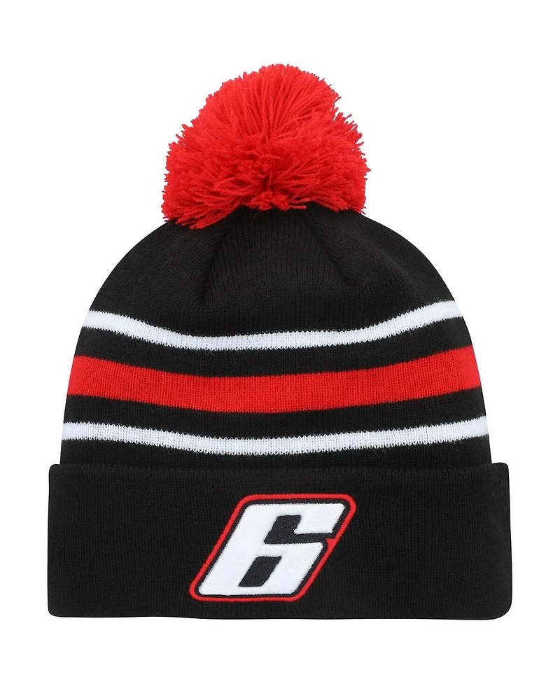 Men's New Era Black Brad Keselowski Cuffed Knit Hat with Pom