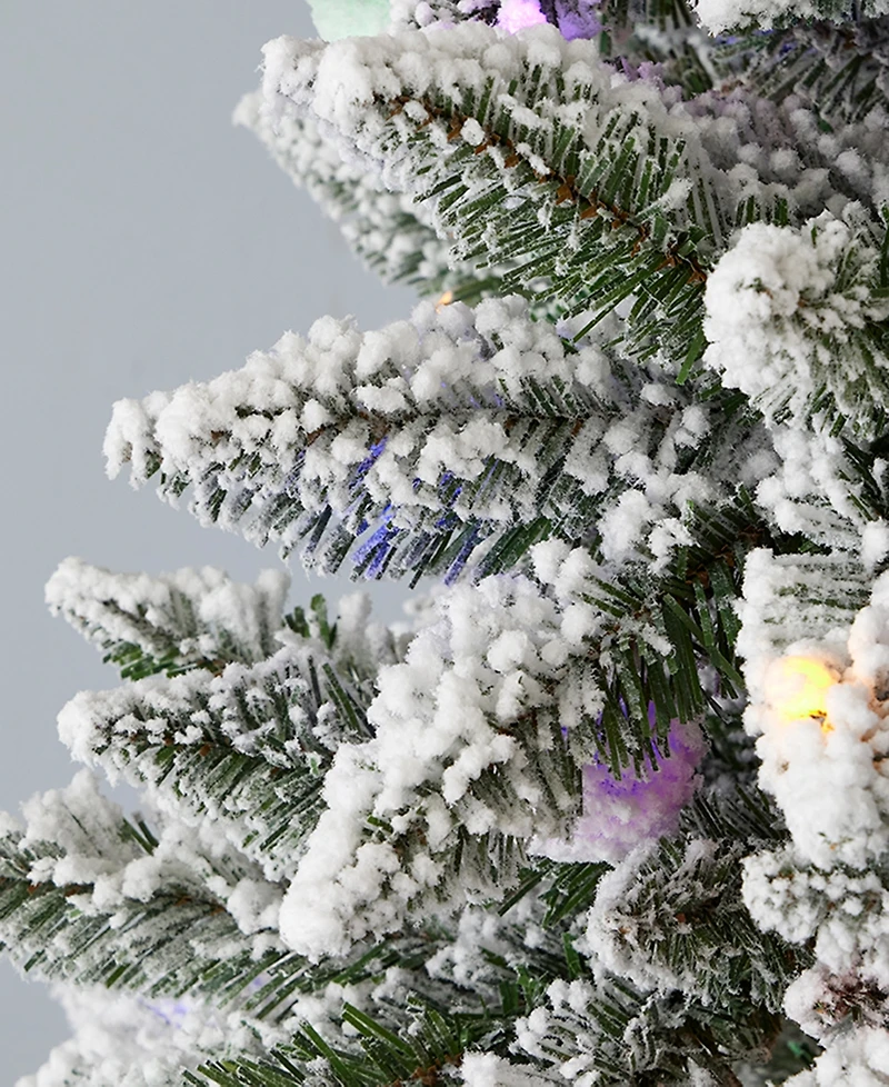 Seasonal Snow Kissed Pine 7.5' Pre-Lit Flocked Pvc Full Tree with Metal Stand, 1117 Tips, 480 Led Lights