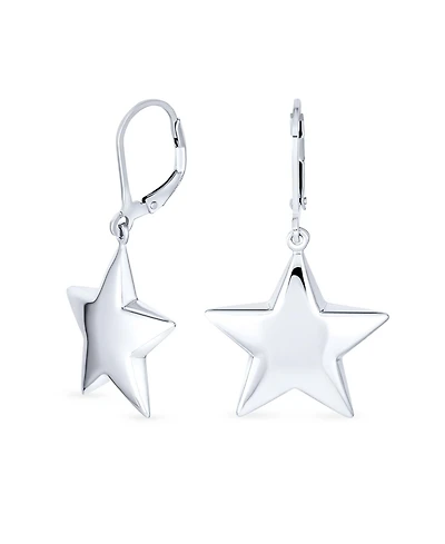 Bling Jewelry American Patriotic Celestial Rock Star Stars Dangle Lever back Earrings Sterling Silver