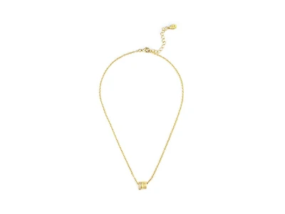Pave and Polished Ring Pendant Necklace