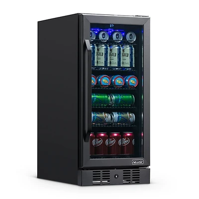 Newair 15" Built-in 96 Can Beverage Fridge in Stainless Steel with Precision Temperature Controls and Adjustable Shelves