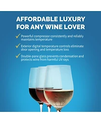 Newair Freestanding 27 Bottle Compressor Wine Fridge in Stainless Steel, Adjustable Chrome Racks and Exterior Digital Thermostat