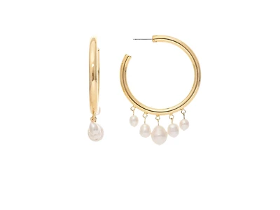 Pearl Dangle Hoop Earrings
