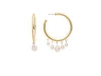 Pearl Dangle Hoop Earrings