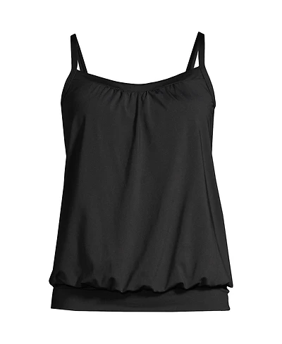 Lands' End Women's Blouson Tummy Hiding Tankini Swimsuit Top Adjustable Straps