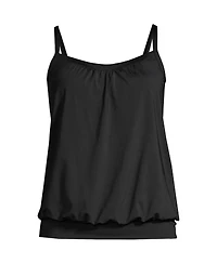 Lands' End Women's Blouson Tummy Hiding Tankini Swimsuit Top Adjustable Straps