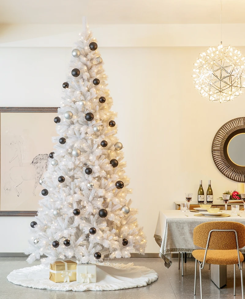 Glitzhome 10' Pre-Lit Pine Slim Artificial Christmas Tree with 800 Warm Lights, Three Function