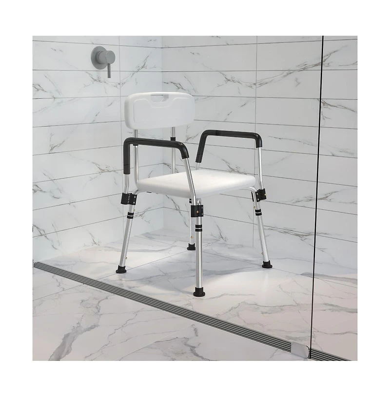 300 Lb. Capacity Quick Release Back & Arm Shower Chair