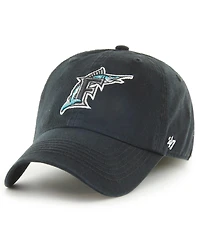 Men's '47 Brand Black Florida Marlins Cooperstown Collection Franchise Fitted Hat