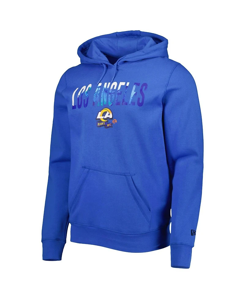 Men's New Era Royal Los Angeles Rams Ink Dye Pullover Hoodie