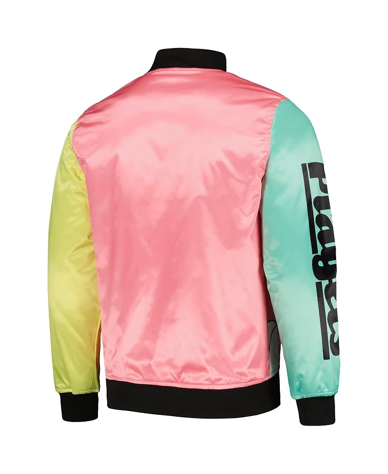 Men's Freeze Max Pink Looney Tunes Graphic Satin Full-Snap Jacket