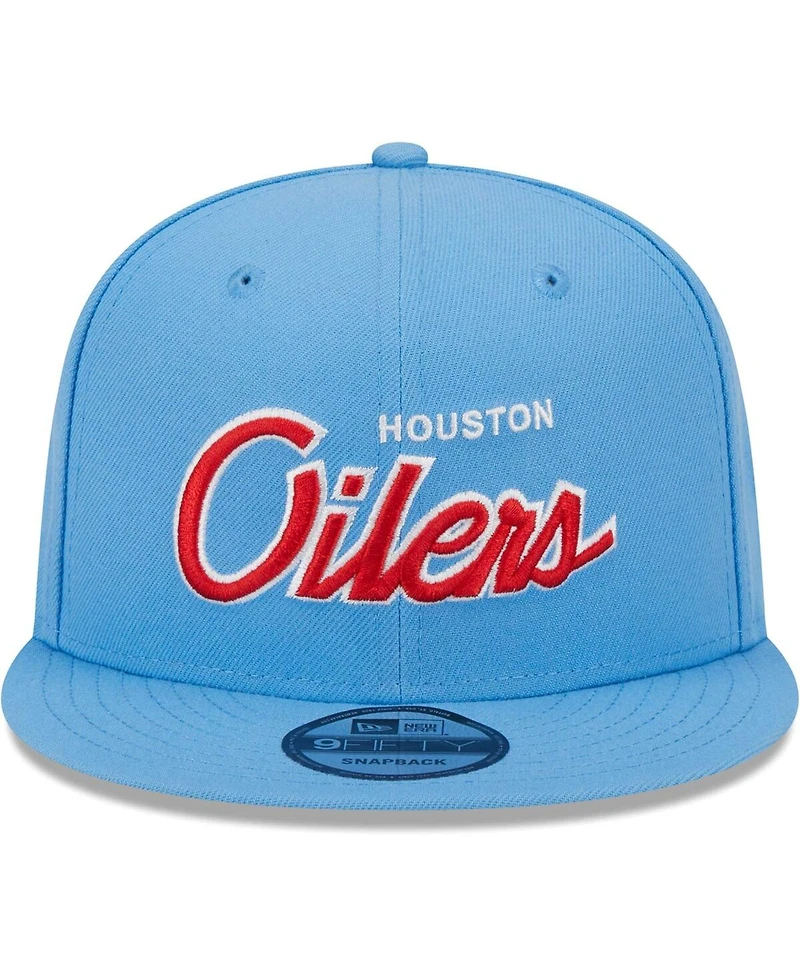 Men's New Era Light Blue Houston Oilers Gridiron Classics Main Script 9FIFTY Snapback Hat
