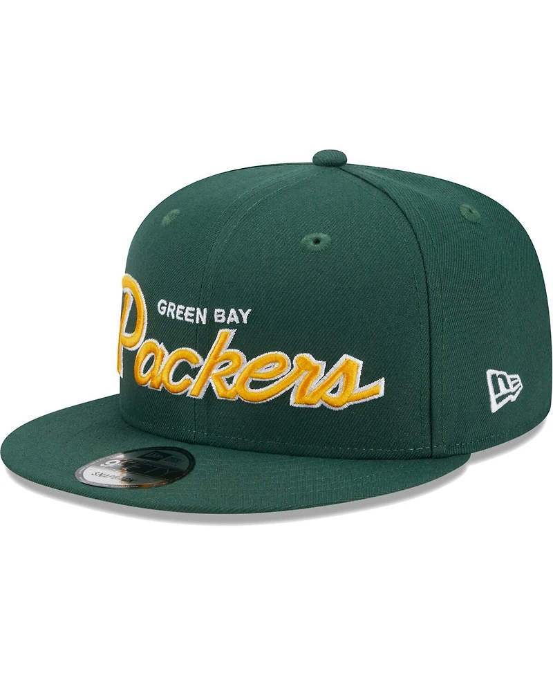 Men's New Era Green Green Bay Packers Main Script 9FIFTY Snapback Hat