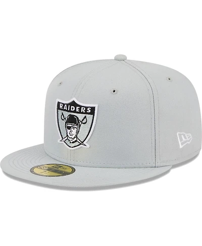 Men's New Era Gray Las Vegas Raiders Throwback Main 59FIFTY Fitted Hat
