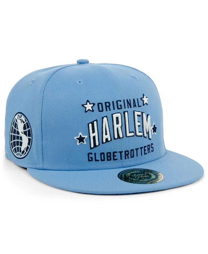 Men's Rings & Crwns Light Blue Harlem Globetrotters Fitted Hat