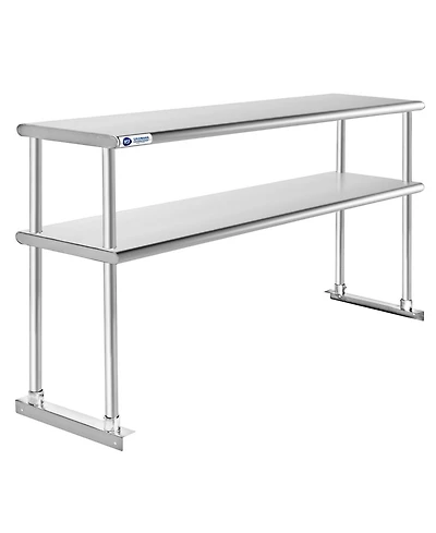 Gridmann Nsf Commercial Stainless Steel Double Overshelf 72" x 12" for Prep & Work Table