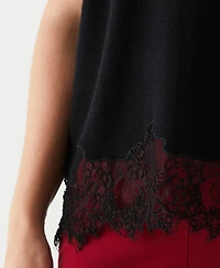Ella Rafaella Plus Size Lace Trim Sleeveless Shell Sweater