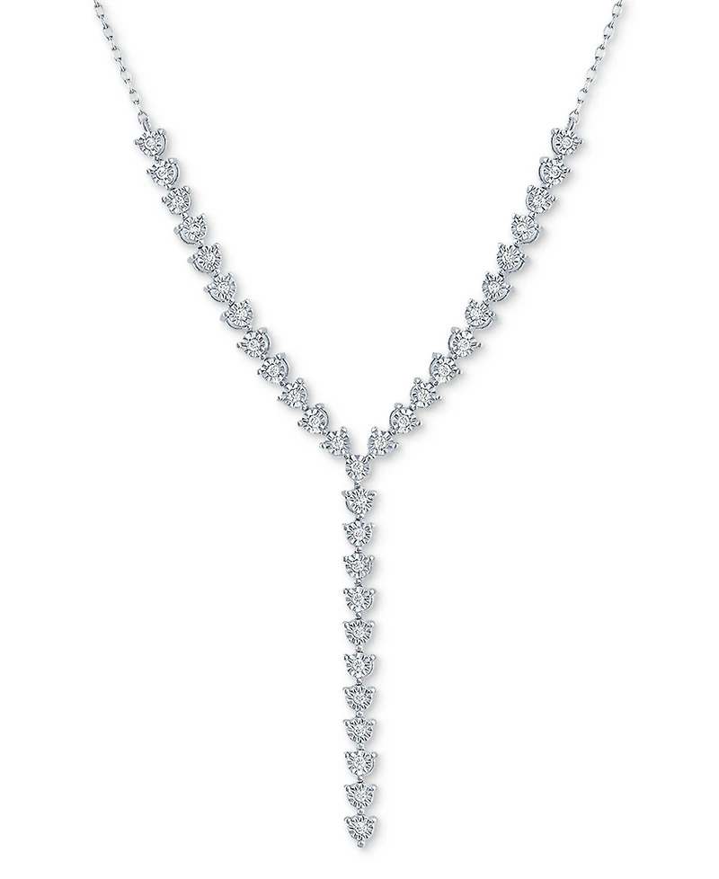 Diamond Adjustable 18" Lariat Necklace (1/4 ct. t.w.) in Sterling Silver