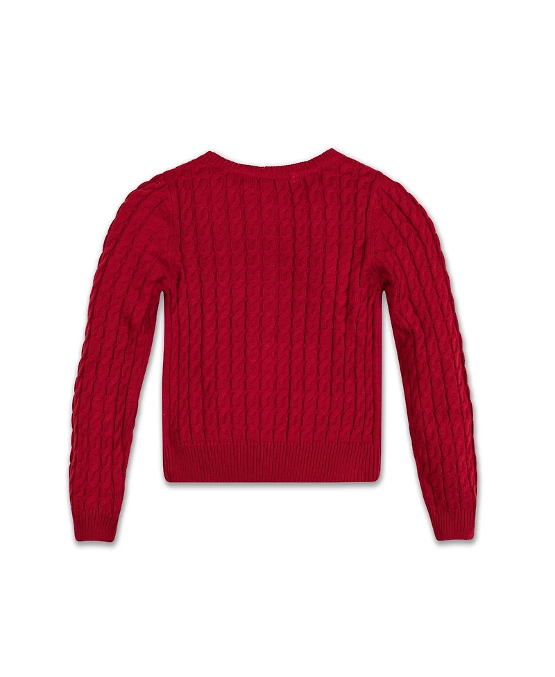 Hope & Henry Girls Long Sleeve Classic Cable Cardigan Sweater