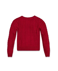 Hope & Henry Girls Long Sleeve Classic Cable Cardigan Sweater