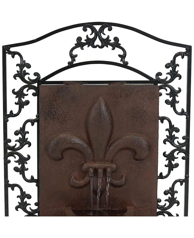 Sunnydaze Decor French Lily 33-Inch Polystone Outdoor Wall Water Fountain - Electric Submersible Pump - Iron Finish
