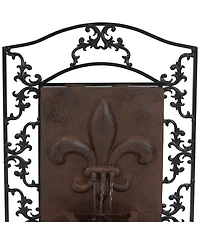 Sunnydaze Decor French Lily 33-Inch Polystone Outdoor Wall Water Fountain - Electric Submersible Pump - Iron Finish
