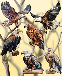 Designocracy Holiday Wooden Clip-On Ornaments Eagle's Flight Set of 6 G. DeBrekht