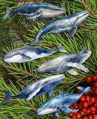 Designocracy Holiday Wooden Clip-On Ornaments Humpback Whales Set of 6 G. DeBrekht
