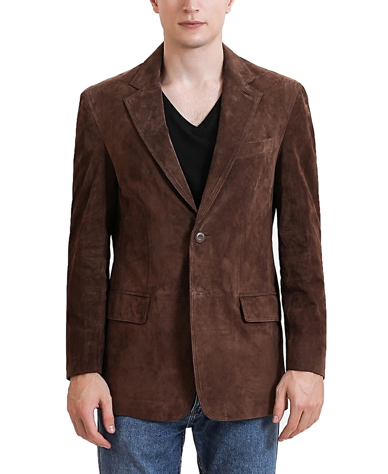 Bgsd Men Grant 2-Button Suede Leather Blazer