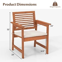 Set of Outdoor Dining Chair Patio Solid Wood Chairs with Comfortable Cushions