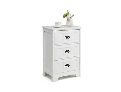 3 Drawers End Storage Wood Side Nightstand