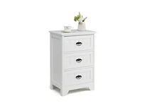 3 Drawers End Storage Wood Side Nightstand