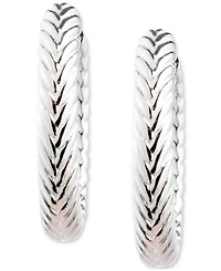 Lauren Ralph Lauren Herringbone-Look Huggie Hoop Earrings in Sterling Silver, 0.64"