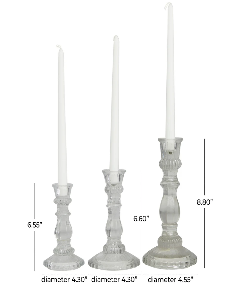 The Novogratz Clear Glass Candle Holder, Set of 3