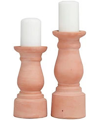The Novogratz Ceramic Terracotta Candle Holder 10" and 8" H, Set of 2