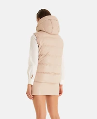 Furniq Uk Women's Leather Vest With Hood, Beige