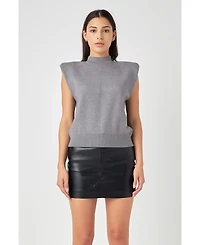 Grey Lab Women's Mock Neck Sleeveless Knit Top