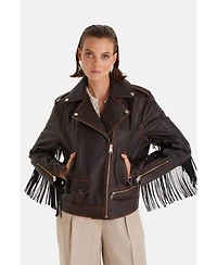 Furniq Uk Women's Genuine Leather Jacket, Brown