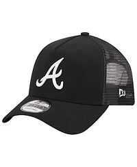 Men's New Era Black Atlanta Braves A-Frame 9FORTY Trucker Adjustable Hat