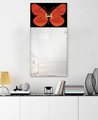 Empire Art Direct "Designer Butterfly" Rectangular Beveled Mirror on Free Floating Printed Tempered Art Glass, 48" x 24" x 0.4"