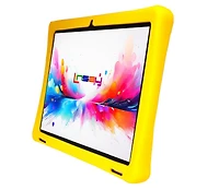 Linsay New 10.1" Funny Kids Tablet Octa Core 128GB with Green Kids Defender Case and Back pack New Android 13