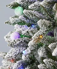 Seasonal Snow Kissed Pine 5' Pre-Lit Flocked Pvc Slim Tree with Metal Stand, 388 Tips, 150 Led Lights