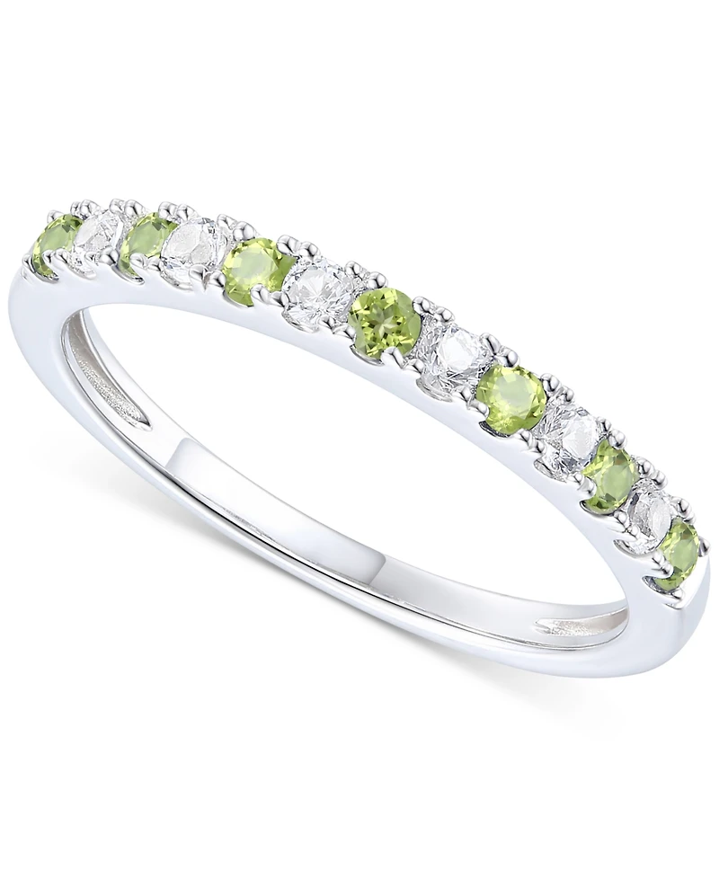 Amethyst (1/5 ct. t.w.) & Lab-Grown White Sapphire (1/5 ct. t.w.) Stack Ring in 14k Gold-Plated Sterling Silver (Also in Additional Gemstones)