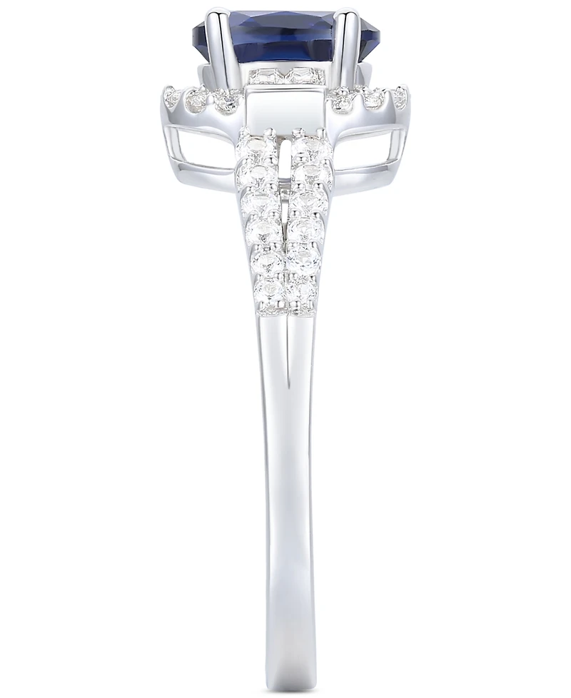 Lab-Grown Blue Sapphire (3/4 ct. t.w.) & Lab-Grown White Sapphire (1/20 ct. t.w.) in Sterling Silver