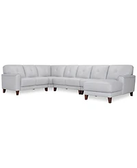 Closeout! Ashlinn 144" 5-Pc. Pastel Leather Sectional, Created for Macy's