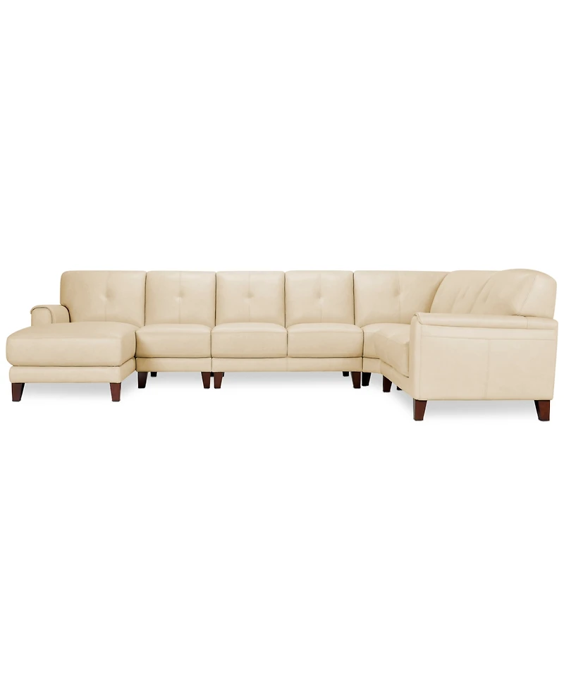 Closeout! Ashlinn 144" 5-Pc. Pastel Leather Sectional, Created for Macy's