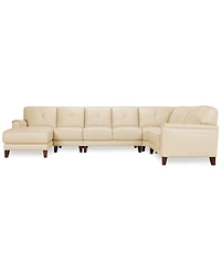 Closeout! Ashlinn 144" 5-Pc. Pastel Leather Sectional, Created for Macy's