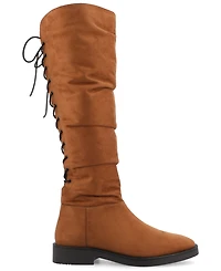 Journee Collection Women's Mirinda Wide Calf Rouched Stretch Knee High Boots