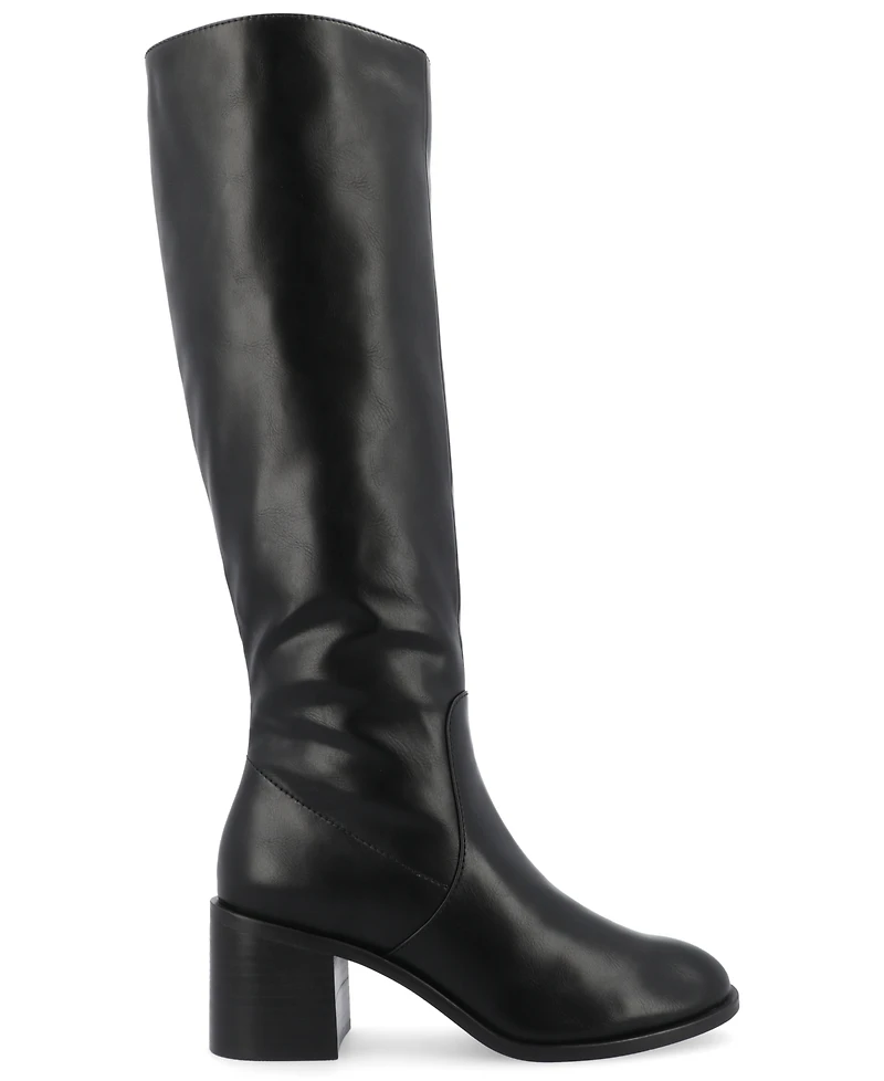 Journee Collection Women's Romilly Wide Width Round Toe Block Heel Knee High Boots